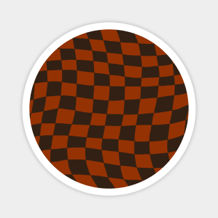 Brown and Orange Distorted Warped Checkerboard Pattern I Magnet